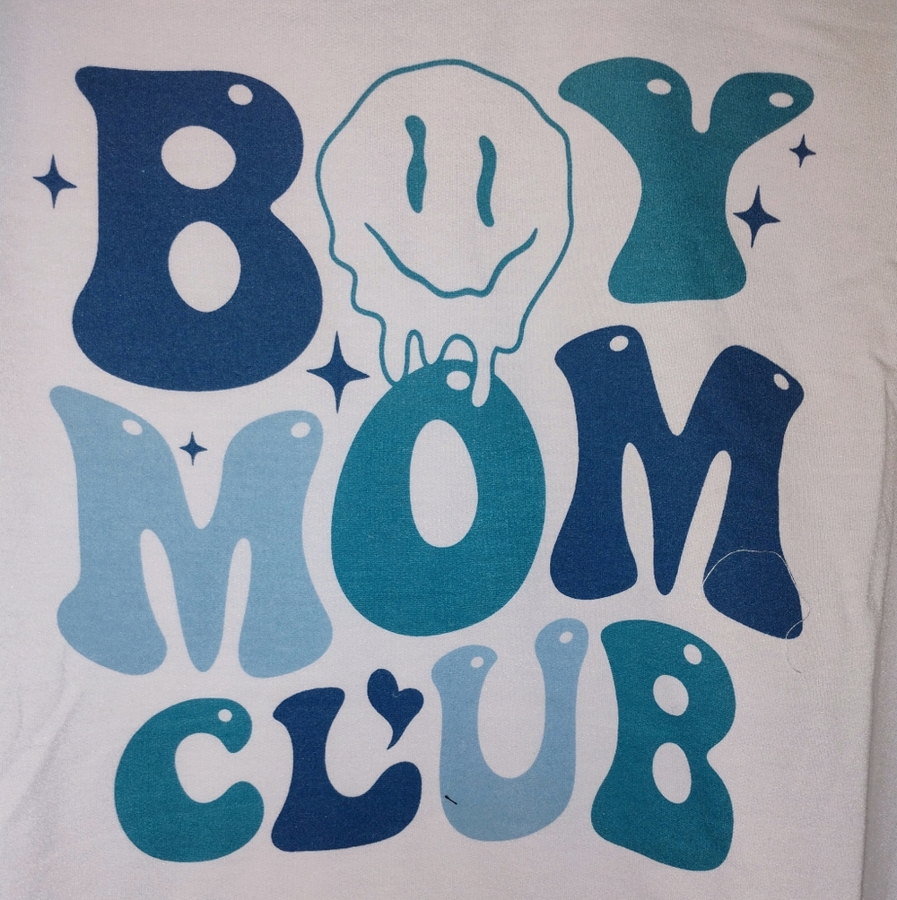 Boy Mom Club Graphic Sweatshirt - Blue and White XL PTP 25"